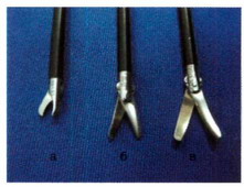 Рис. 2-25. Типы эндоскопических ножниц: а - клювовидные; б - прямые; в -изогнутые.